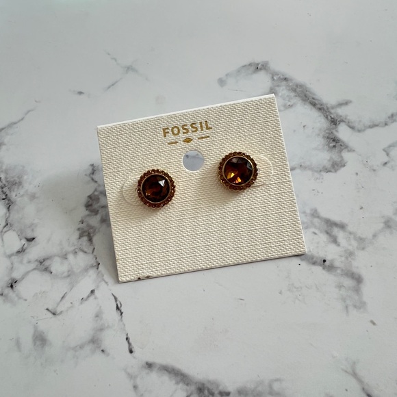 Fossil Amber Galaxy Stud Earrings - Picture 1 of 1